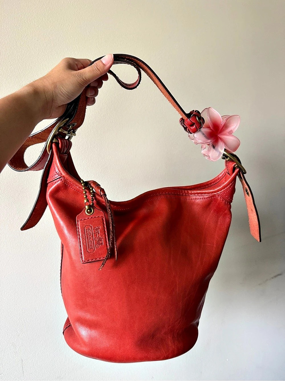 Coach Bleecker Leather Bucket Bag 11422 Red Leather Hobo Bag